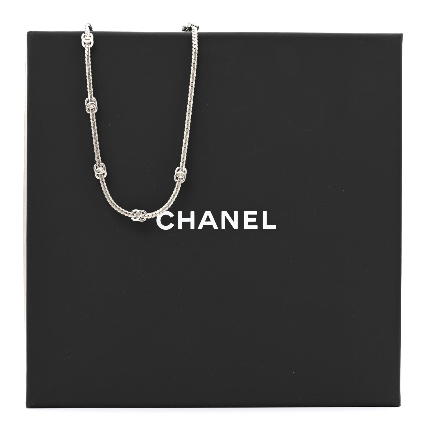 Chanel Metal CC Short Chain Necklace Silver 6 of 6