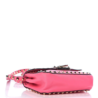 Valentino Garavani Vitello Mini Rockstud Flap Saddle Crossbody Bag Fuxia Fluo 4 of 11