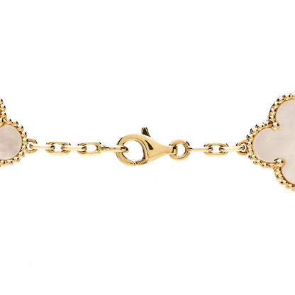 Van Cleef & Arpels 18K Yellow Gold Mother of Pearl 10 Motifs Vintage Alhambra Necklace 4 of 6