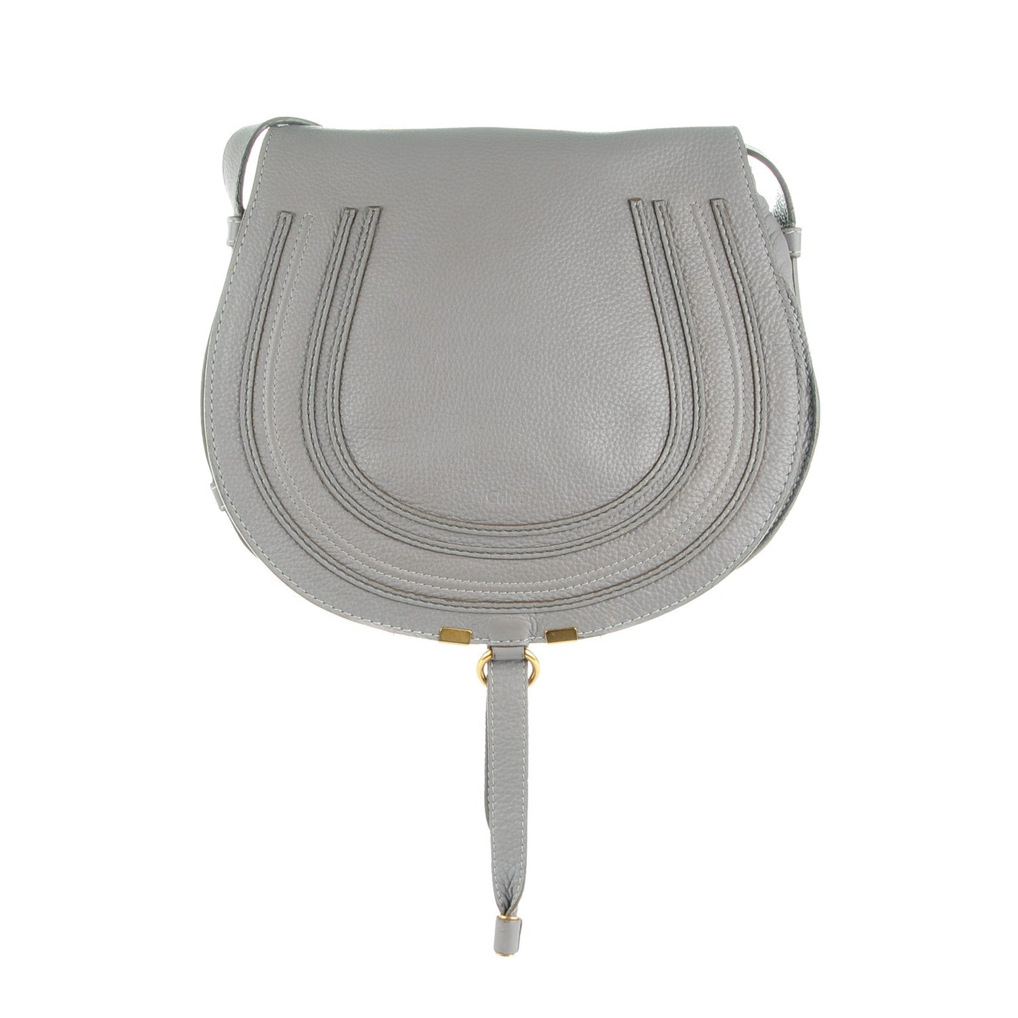 Calfskin Medium Marcie Round Crossbody Bag Cashmere Grey