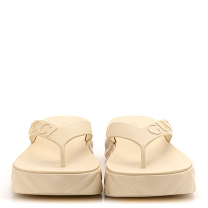 Gucci Rubber Chevron Logo Embossed Womens Thong Platform Sandals 39 Mystic White 3 of 10