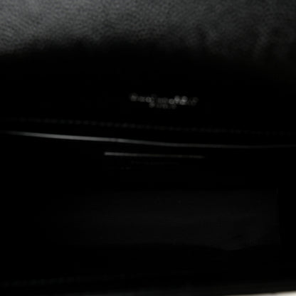 Saint Laurent Grain De Poudre Textured Mixed Matelasse Triquilt Medium Monogram Satchel Black 5 of 9