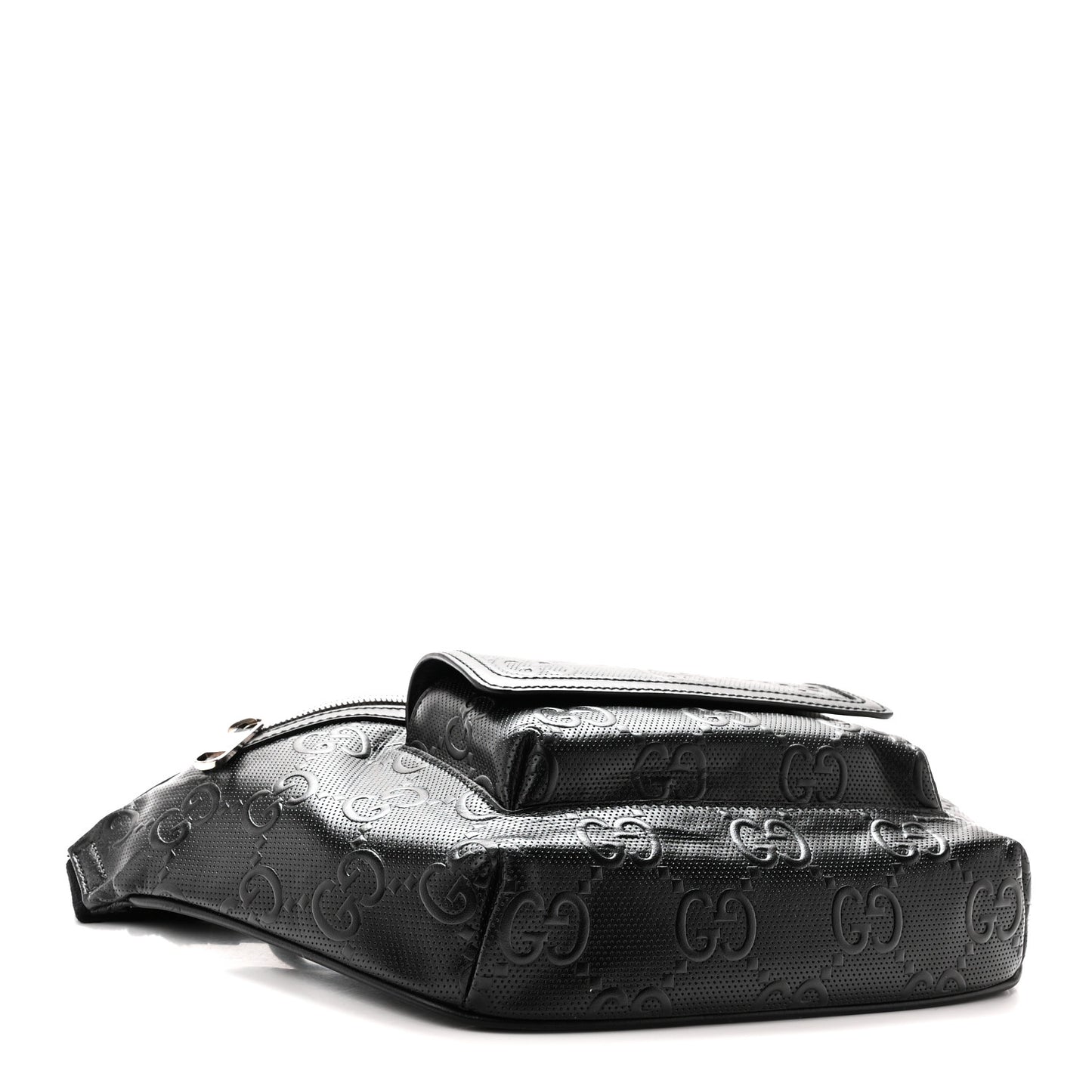 Calfskin GG Tennis Embossed Pocket Belt Bag Black