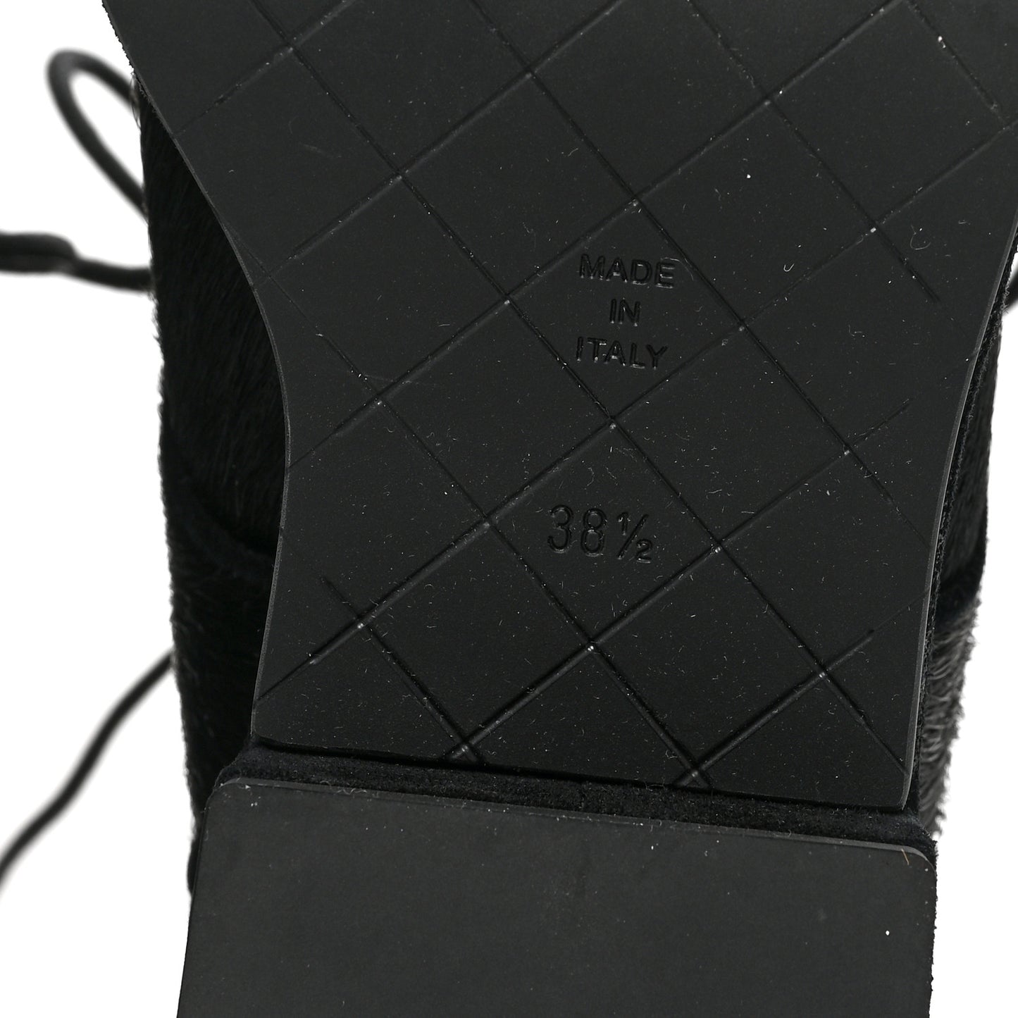Suede Pony Hair Shearling Lace Up Combat Boots 38.5 Black White
