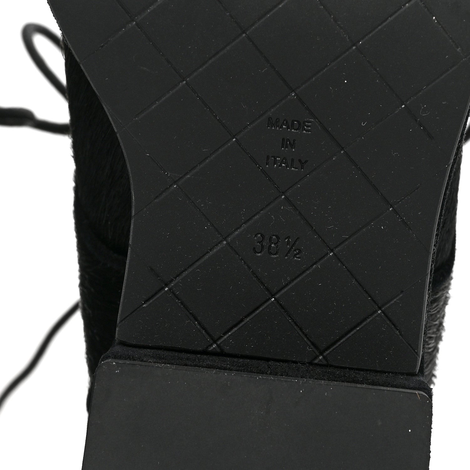 Chanel Suede Pony Hair Shearling Lace Up Combat Boots 38.5 Black White 6 of 7
