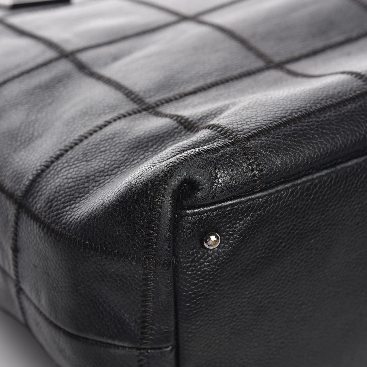 Caviar Square Stitched Tote Black