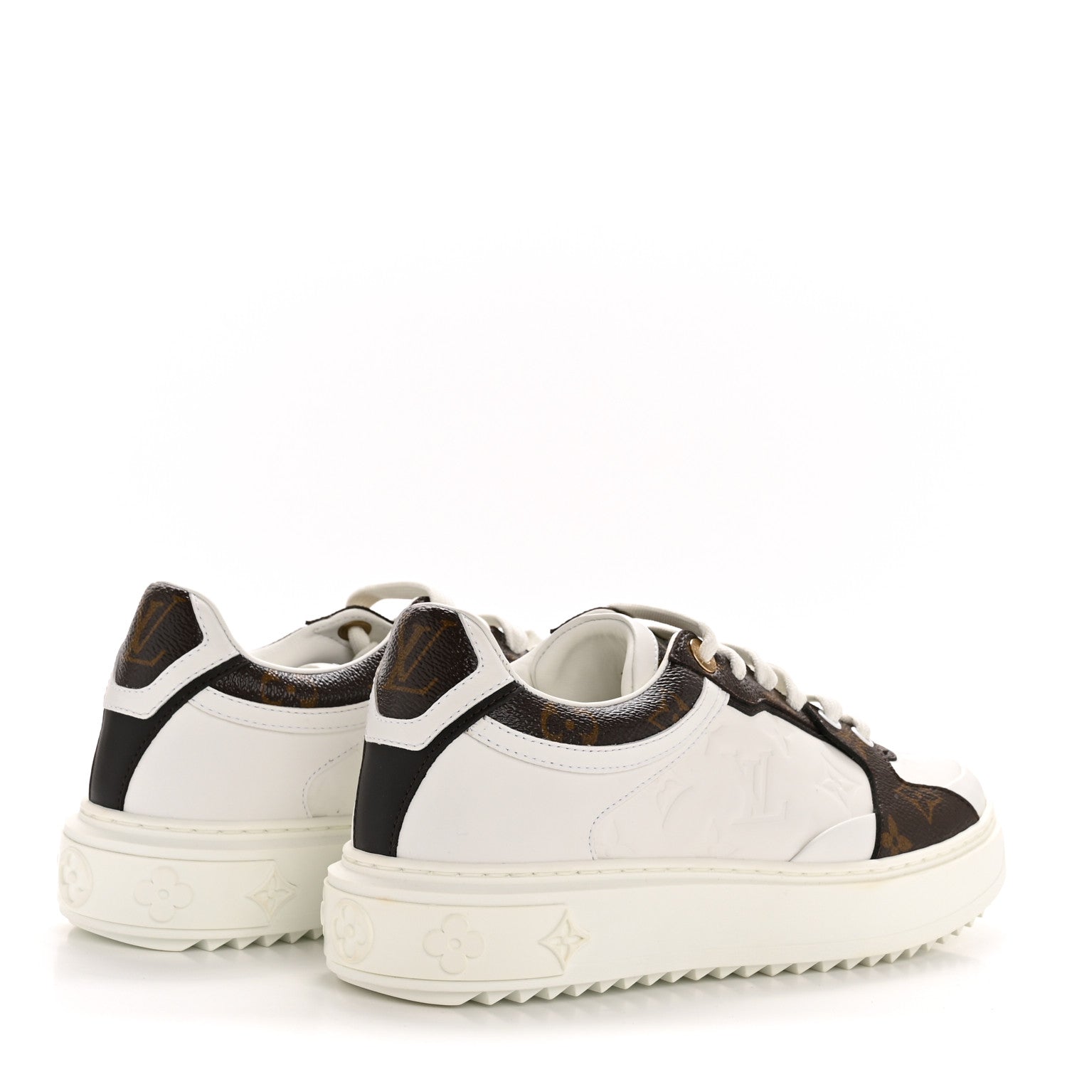 Louis Vuitton Calfskin Embossed Monogram Time Out Sneakers 39 White 5 of 9