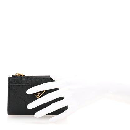 Prada Saffiano Triangle Zip Around Keychain Black 2 of 7