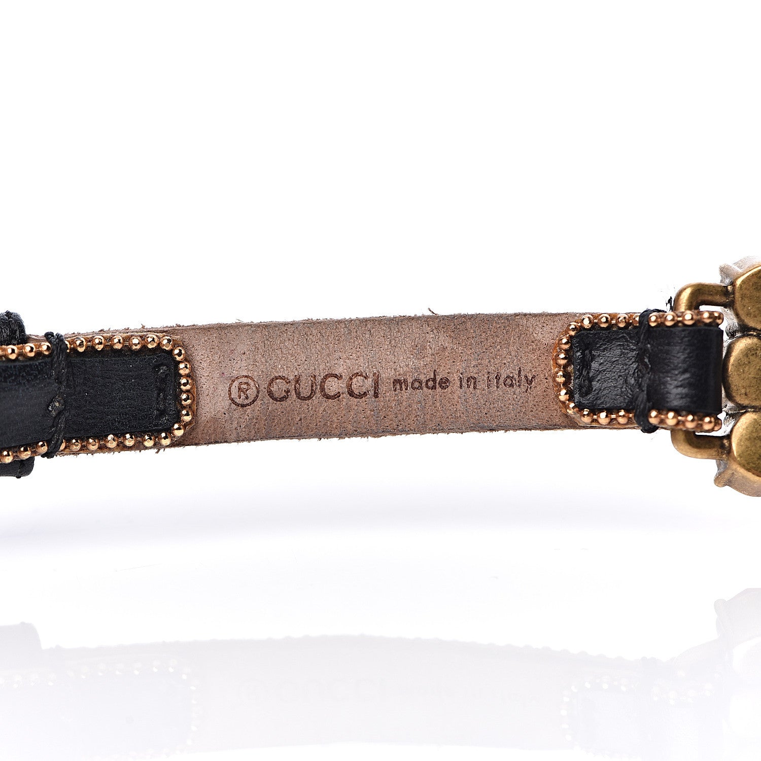 Gucci Calfskin Crystal Double G Bracelet Black Multicolor 3 of 4