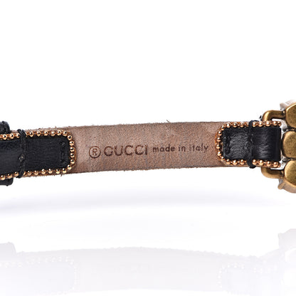 Gucci Calfskin Crystal Double G Bracelet Black Multicolor 3 of 4