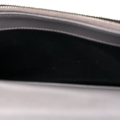 Saint Laurent Grain De Poudre Matelasse Chevron Monogram Envelope Chain Wallet Gray 9 of 13