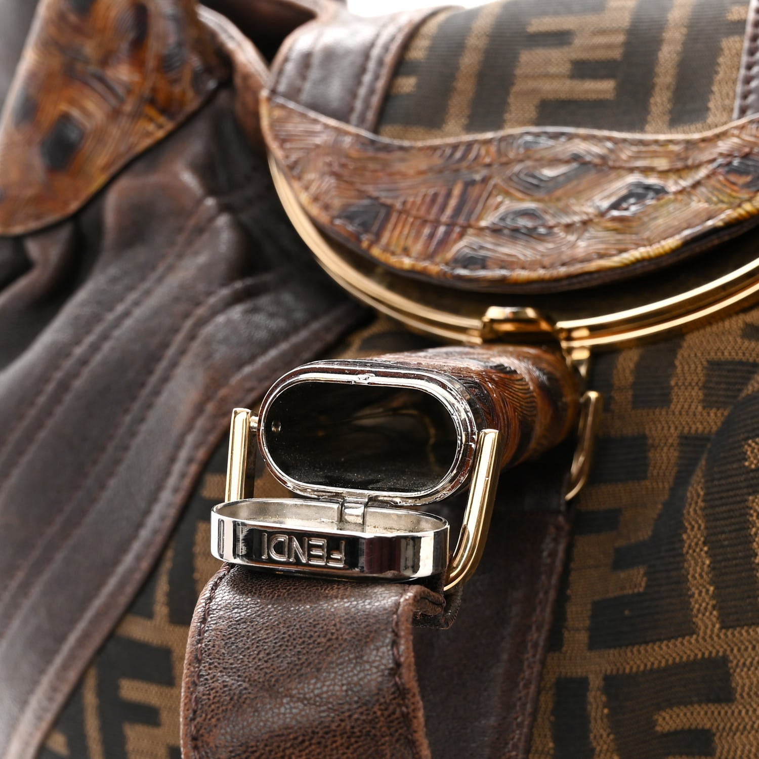 Fendi Zucca Nappa Nuvolata Vitello Tortuga Spy Tobacco Moro 7 of 17