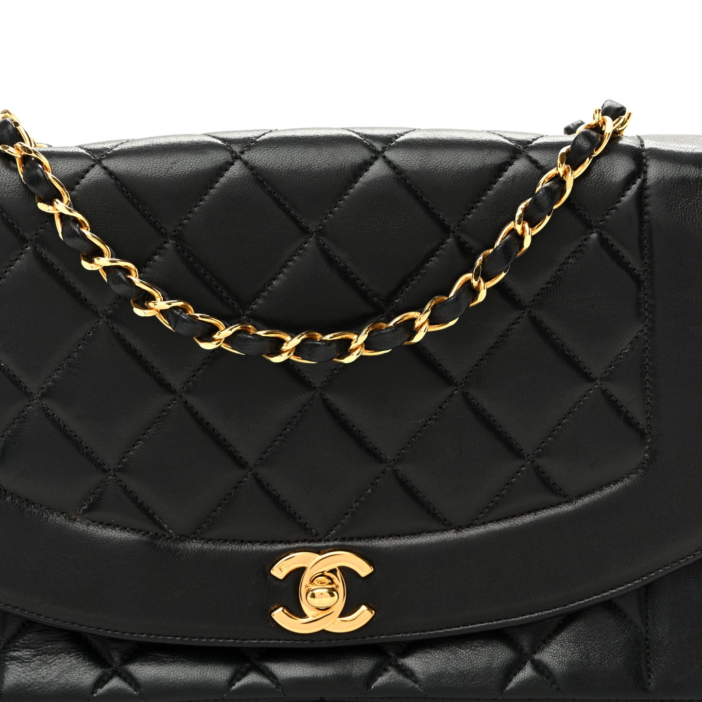 Lambskin Quilted Medium Single Flap Black