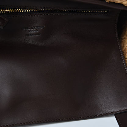 Saint Laurent Raffia Calfskin Small Panier Tote Naturale Nut 11 of 13