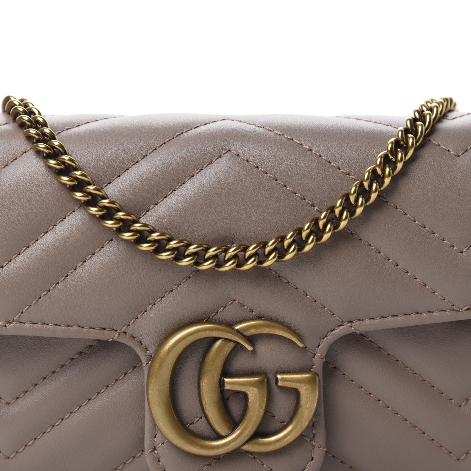 Gucci Calfskin Matelasse Super Mini GG Marmont Shoulder Bag Porcelain Rose 10 of 11