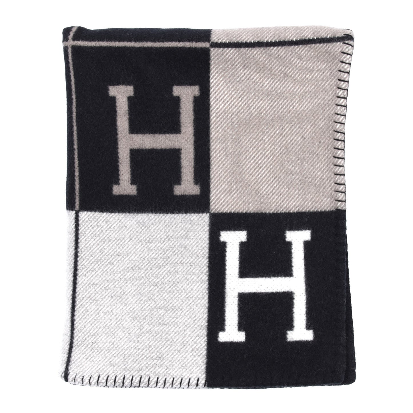 Wool Cashmere Avalon III Blanket Ecru Black
