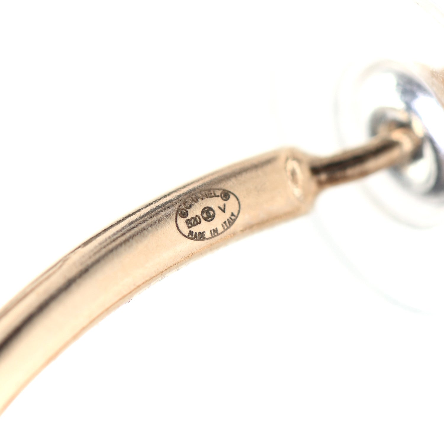 Chanel Crystal High Society CC Hoop Earrings Gold 4 of 5