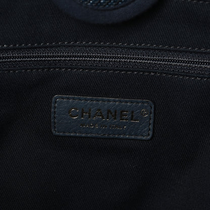 Chanel Mixed Fibers Striped Small Deauville Tote Navy Blue 7 of 10