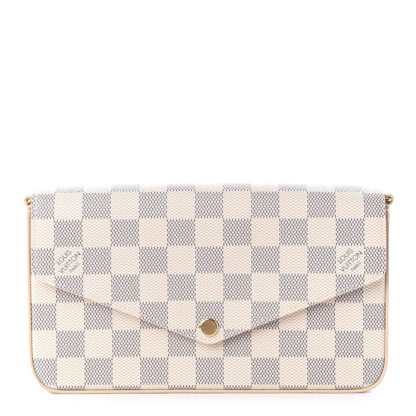 Damier Azur Pochette Felicie Chain Wallet Rose Ballerine