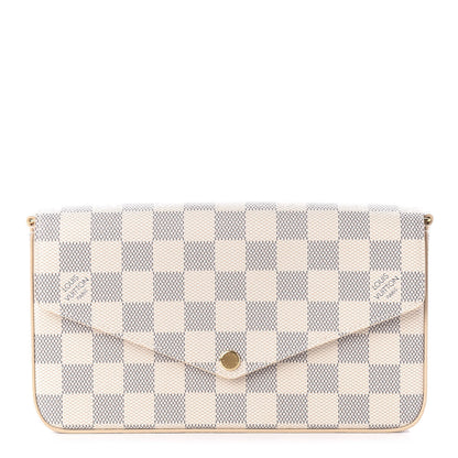 Louis Vuitton Damier Azur Pochette Felicie Chain Wallet Rose Ballerine 1 of 10