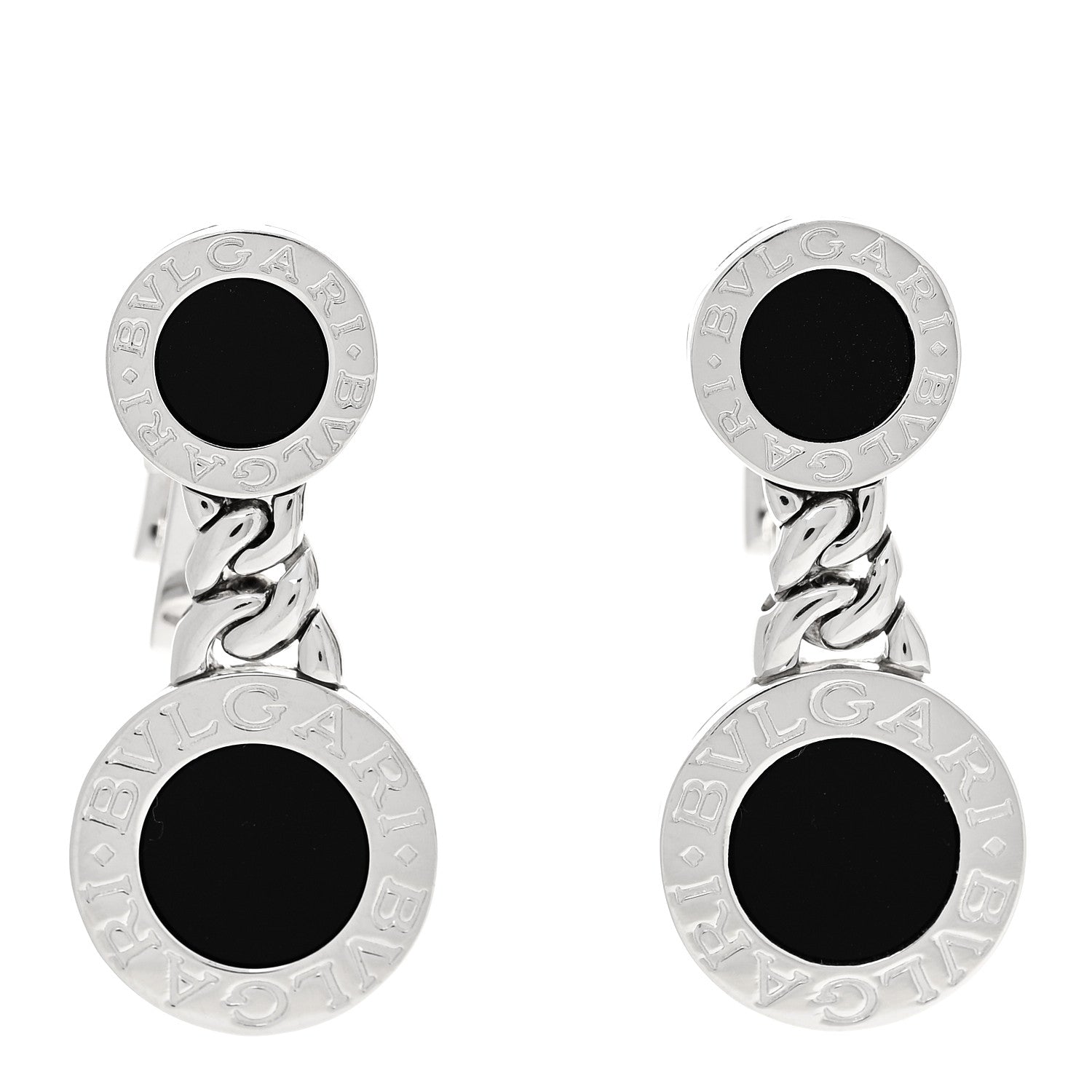 Bulgari 18K White Gold Black Onyx BVLGARI BVLGARI Drop Earrings 1 of 5