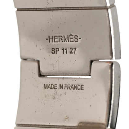 Hermes Enamel Printed Charniere Baobab Cat Wide Hinged Bracelet S Faux Gris 4 of 7