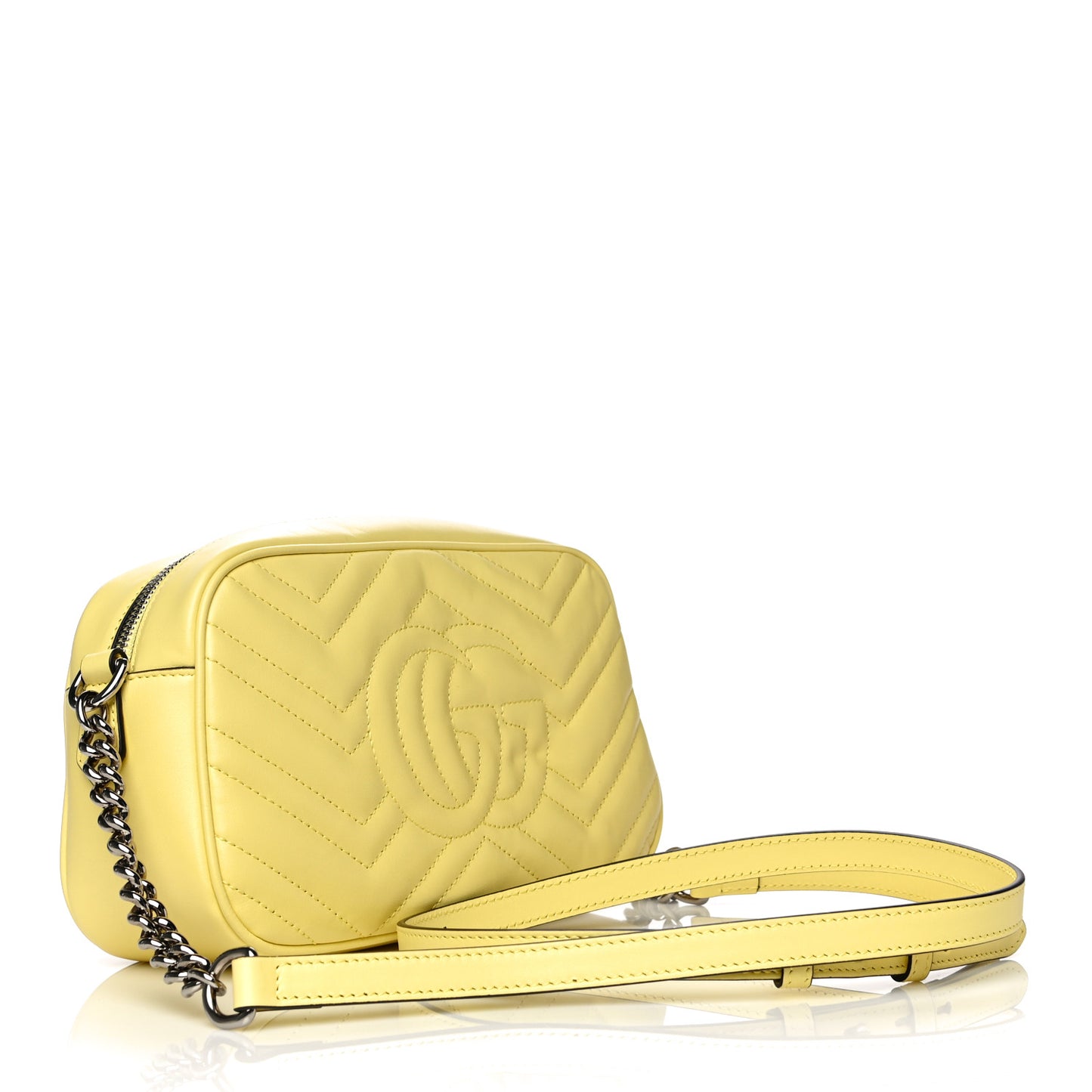 Calfskin Matelasse Small GG Marmont Chain Shoulder Bag Banana