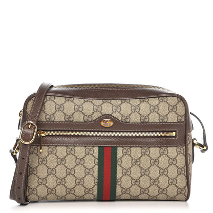 Gucci GG Supreme Monogram Web Small Ophidia Shoulder Bag Brown 1 of 7