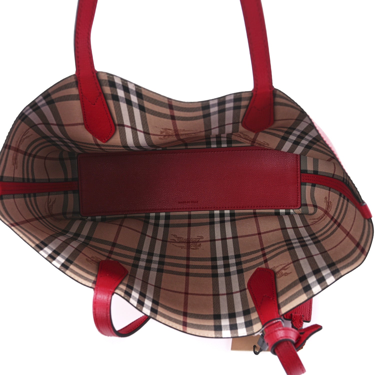 Burberry Haymarket Check Small Reversible Tote Poppy Red 8 of 20