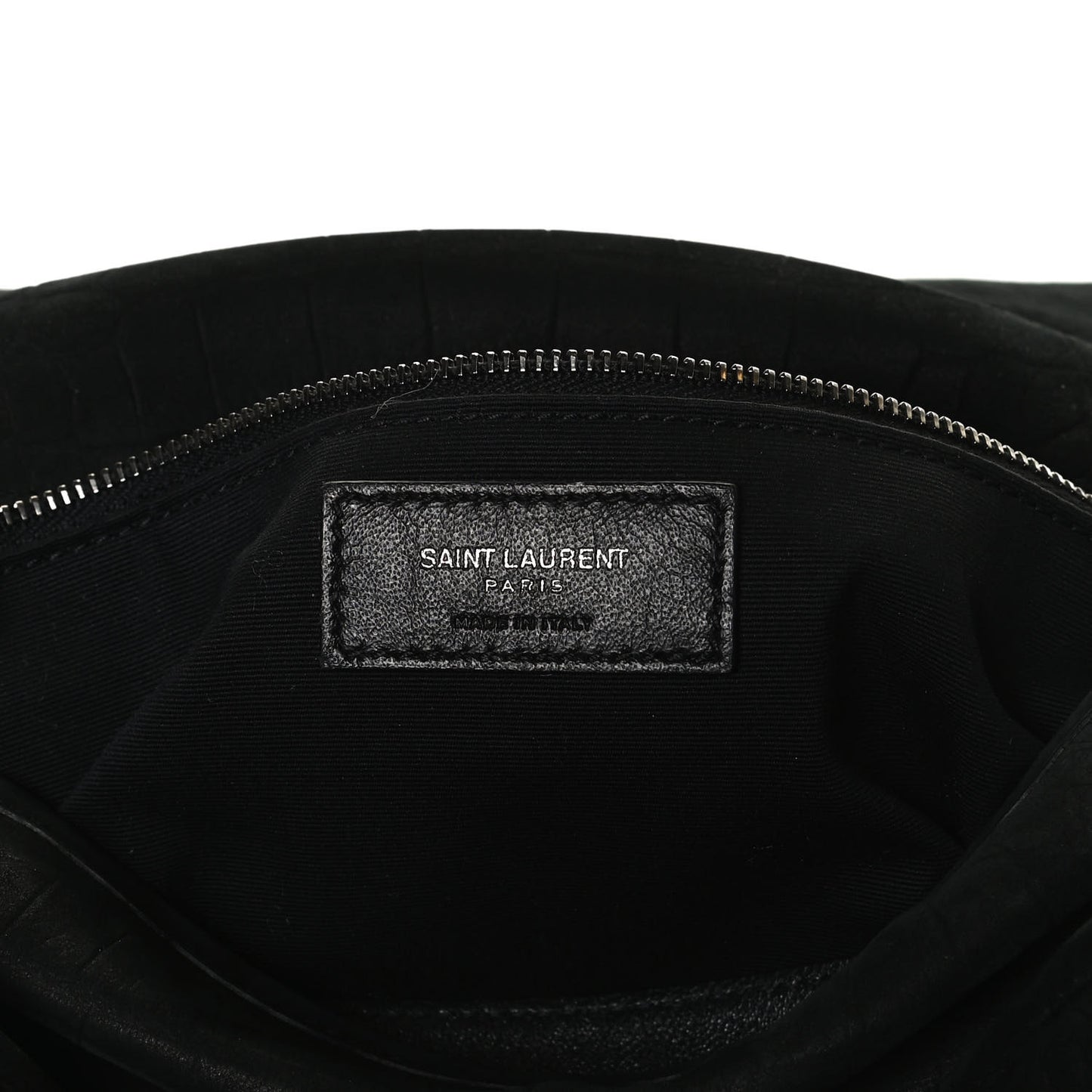 Nubuck Crocodile Embossed Monogram Medium Niki Chain Satchel Black