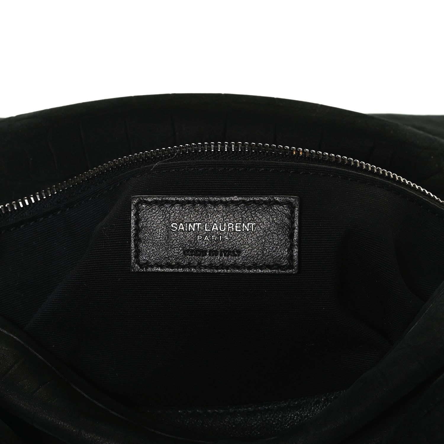 Saint Laurent Nubuck Crocodile Embossed Monogram Medium Niki Chain Satchel Black 5 of 12