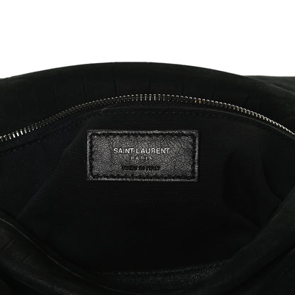 Saint Laurent Nubuck Crocodile Embossed Monogram Medium Niki Chain Satchel Black 5 of 12