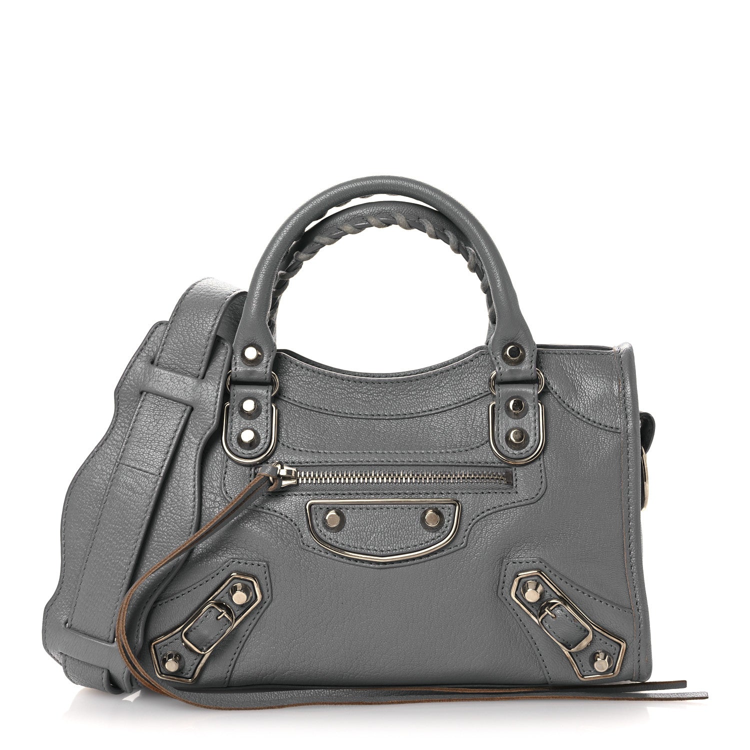 Balenciaga Chevre Silver Metallic Edge Hardware Mini City Bleu