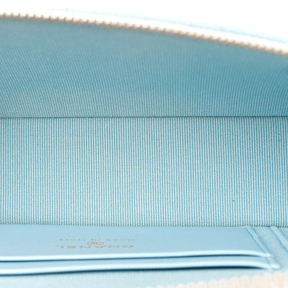 Chanel Caviar Quilted Top Handle Slim Vanity With Chain Light Blue 5 of 11