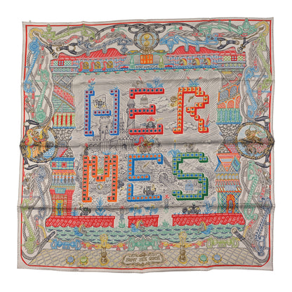 Hermes Silk Super Silk Quest Scarf 90 Argent Corail Multicolor 1 of 3