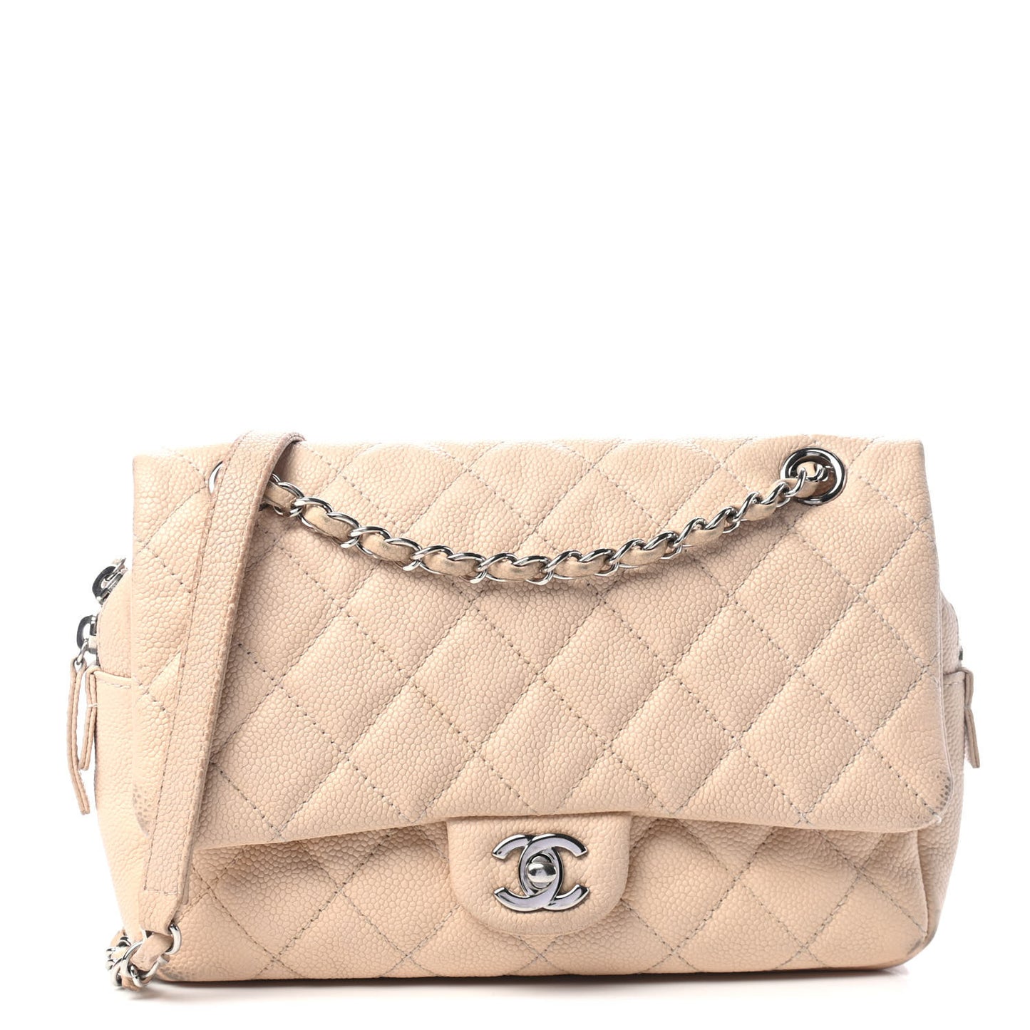 Caviar Quilted Medium Casual Journey Flap Light Pink