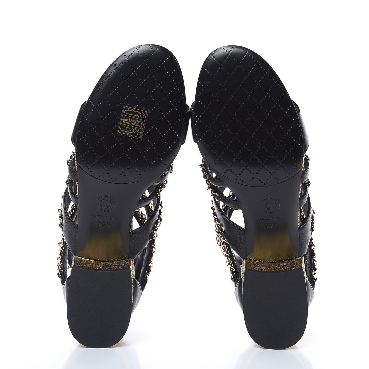 Lambskin Gladiator Chain Sandals 38.5 Black