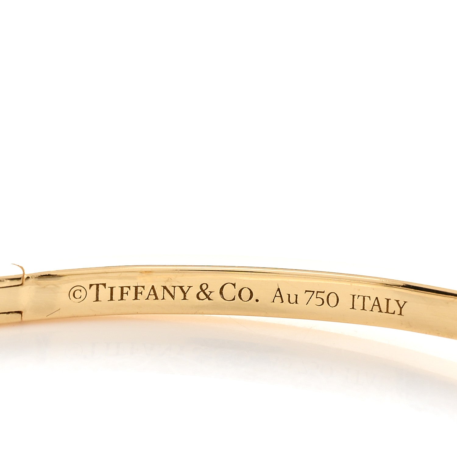 Tiffany 18K Yellow Gold Narrow T T1 Hinged Bangle Bracelet 3 of 4