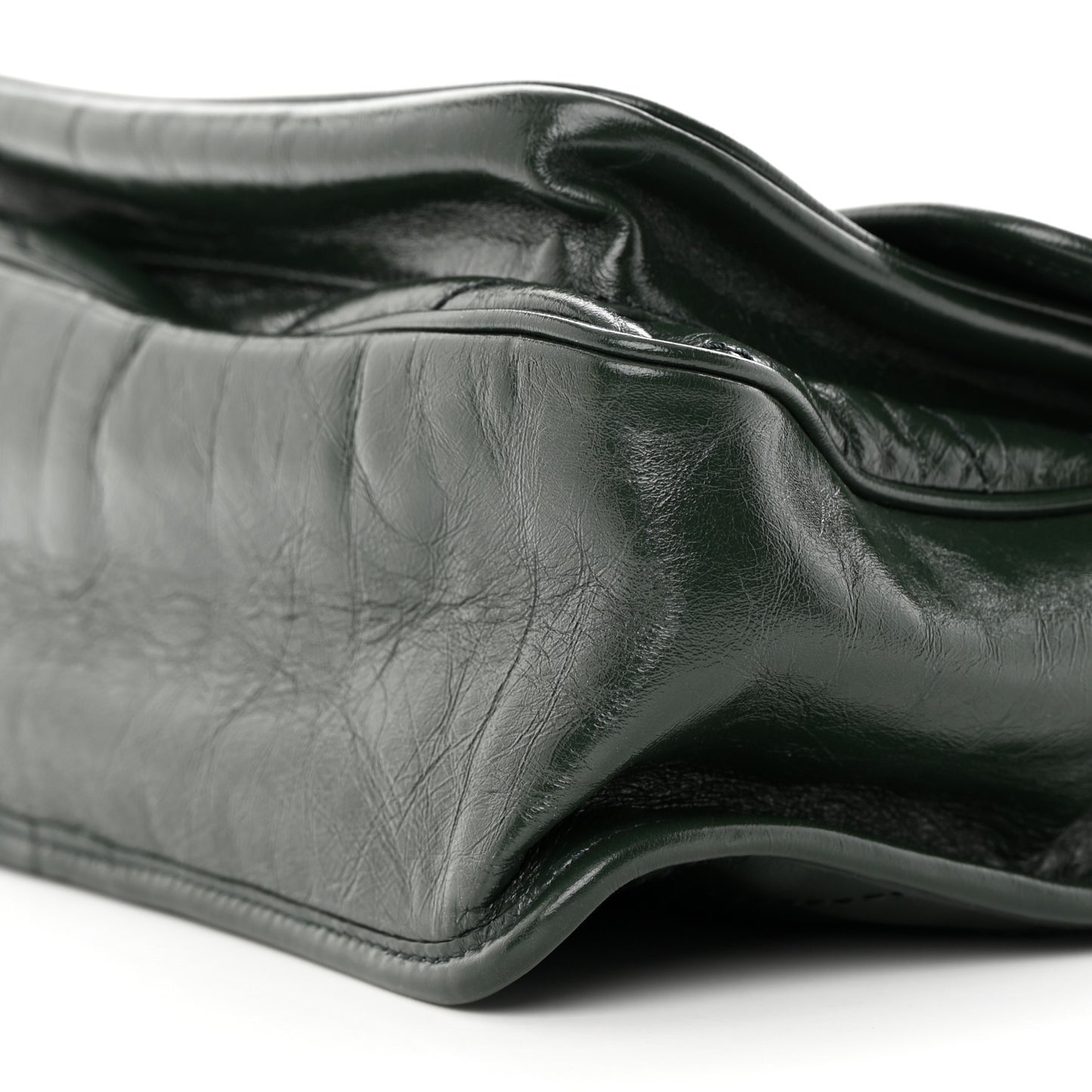 SAINT LAURENT Crinkled Lambskin Matelasse Monogram Medium Niki Chain Satchel Green