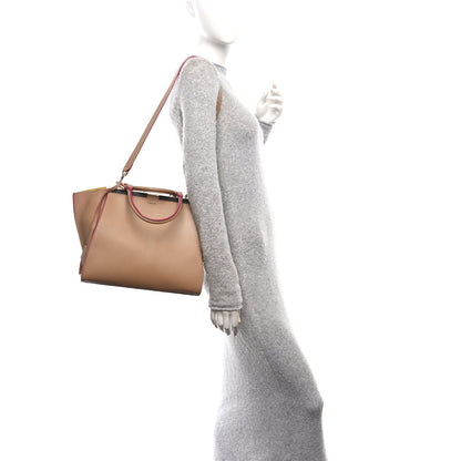 Fendi Vitello Dolce Shiny Nappa Petite 3Jours Tote Cuoio Lime 2 of 10