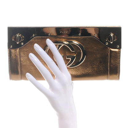 Gucci Metallic Calfskin Britt Clutch Bronze 2 of 7