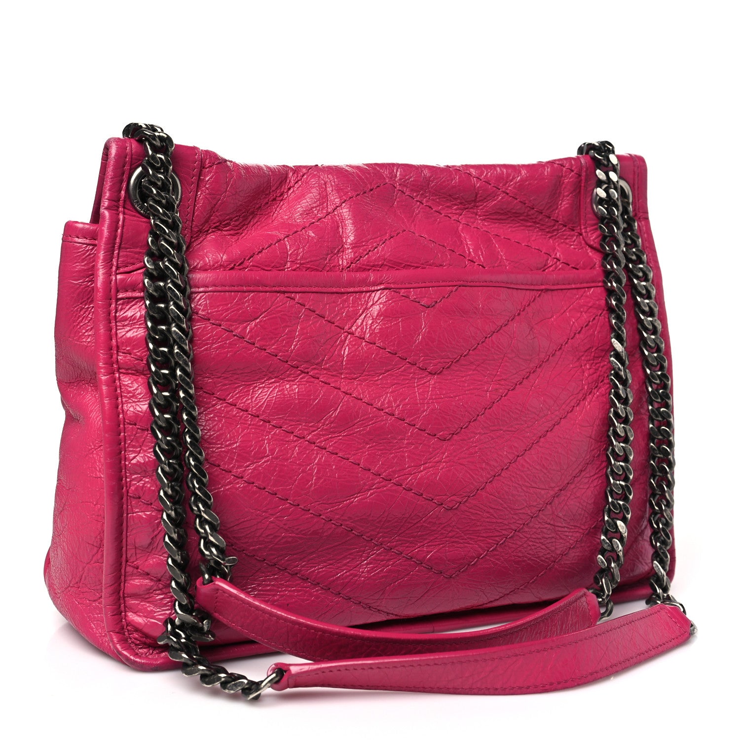 Saint Laurent Crinkled Calfskin Matelasse Monogram Medium Niki Chain Satchel Freesia 3 of 13