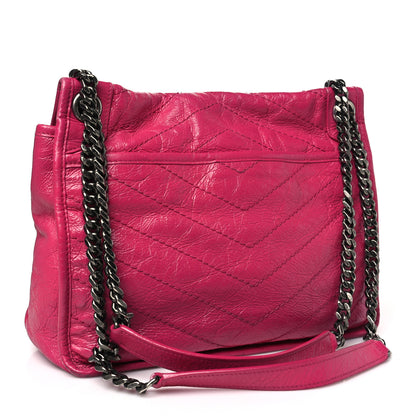 Saint Laurent Crinkled Calfskin Matelasse Monogram Medium Niki Chain Satchel Freesia 3 of 13