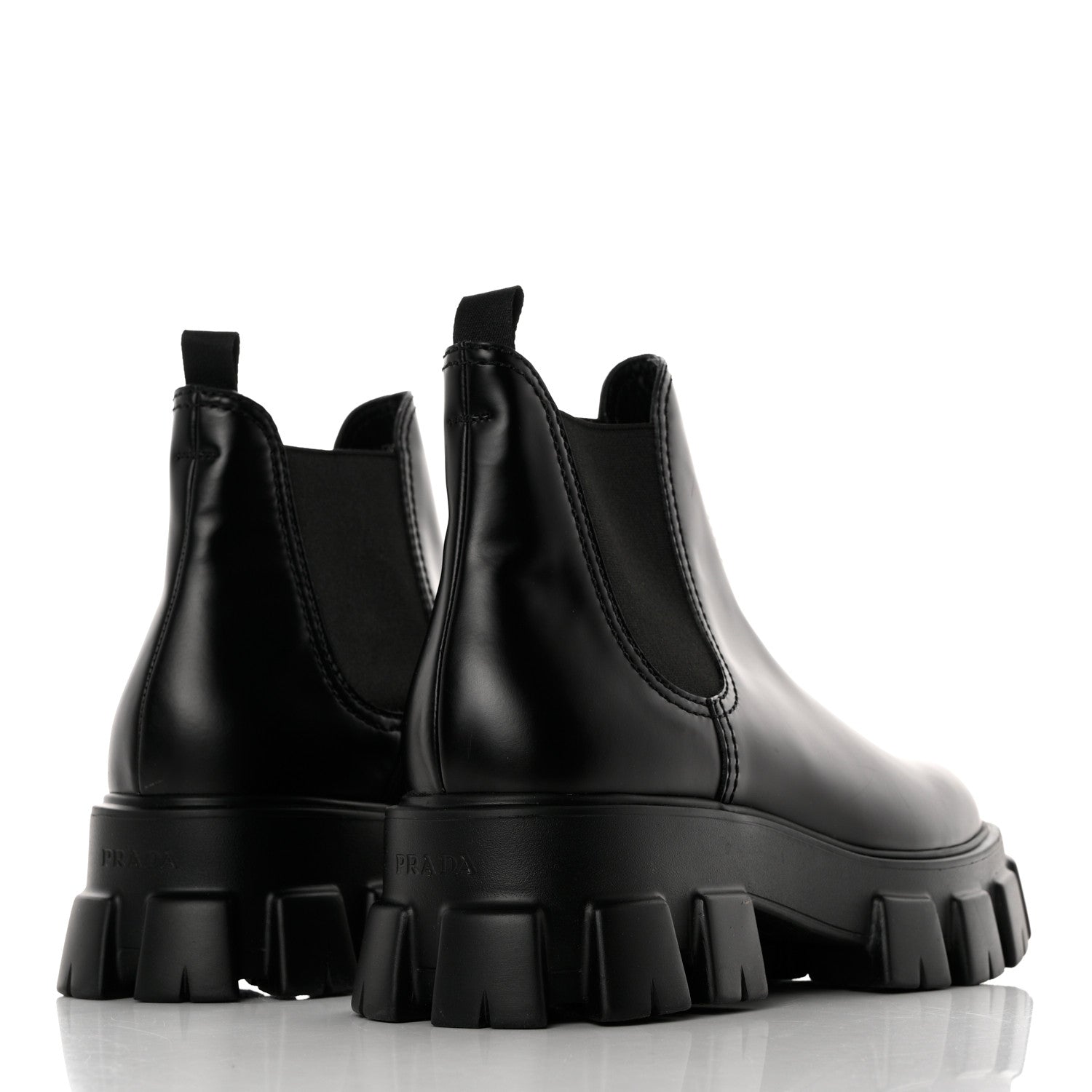 Prada Spazzolato Rois Mens Monolith Chelsea 55mm Ankle Boots 9.5 Black 4 of 8
