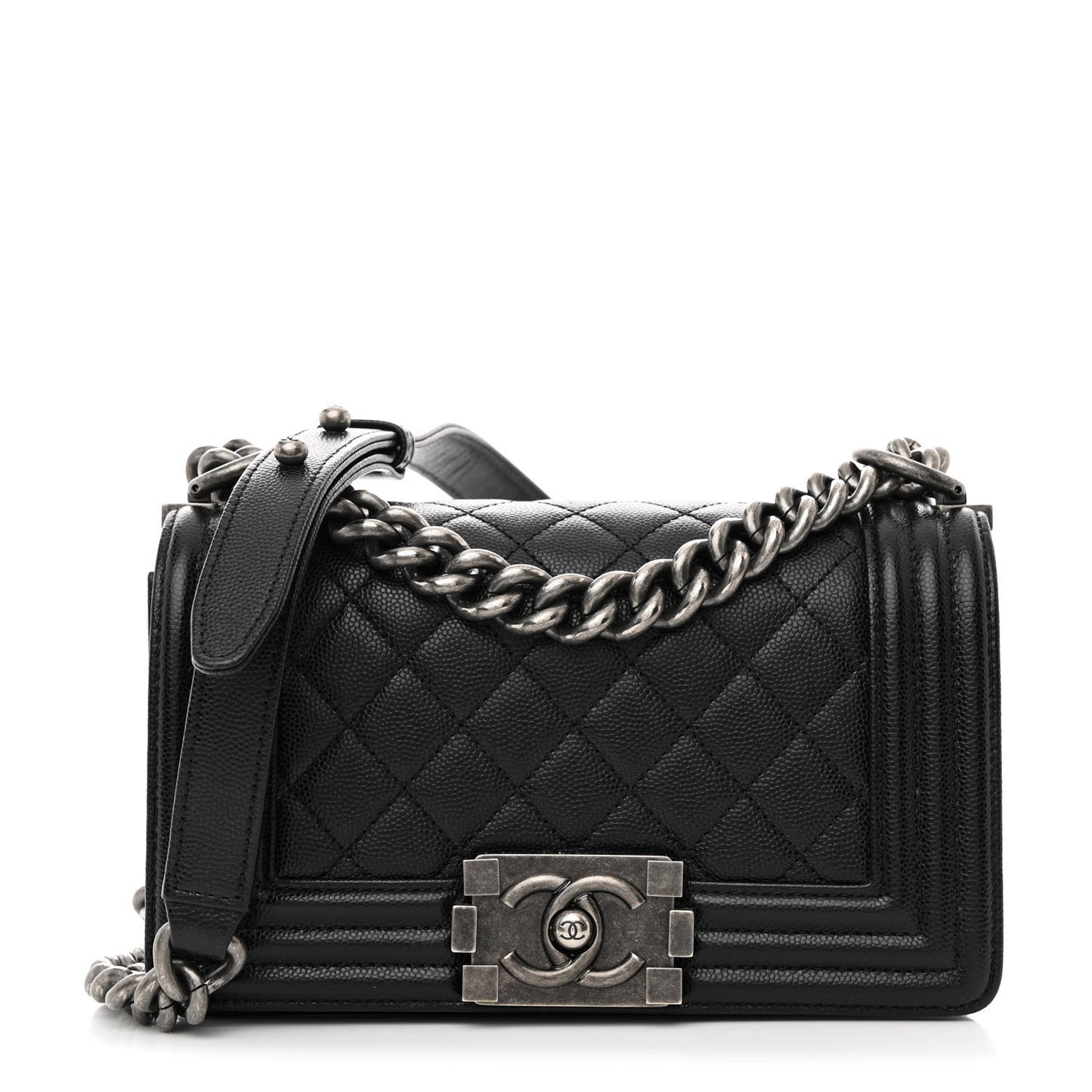 Caviar Quilted Small Boy Flap Black