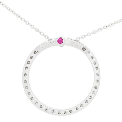 Roberto Coin 18K White Gold Diamond Medium Tiny Treasures Circle Pendant Necklace 6 of 8