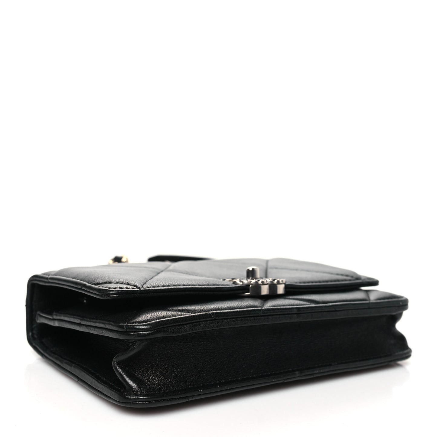 Lambskin Quilted Chanel 19 Wallet On Chain WOC Black