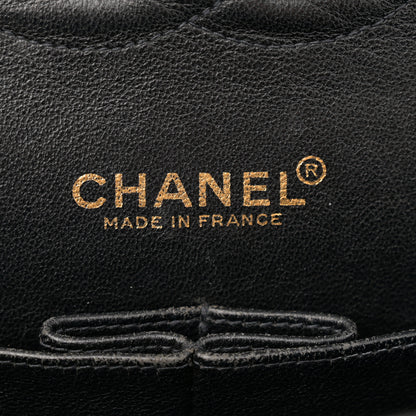 Chanel Canvas Coco Printed Quilted Medium Double Flap Black White 6 of 14