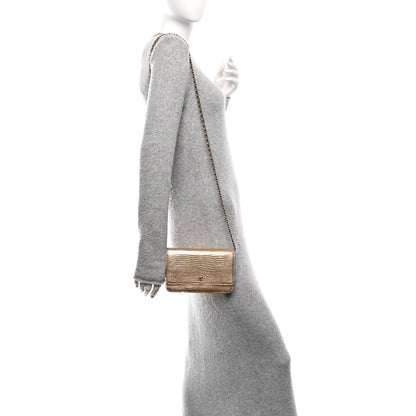 Chanel Metallic Lizard Wallet on Chain WOC Gold 2 of 10