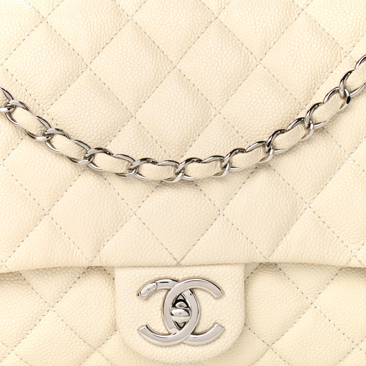 Chanel Caviar Quilted Jumbo Easy Flap Dark White 8 of 13
